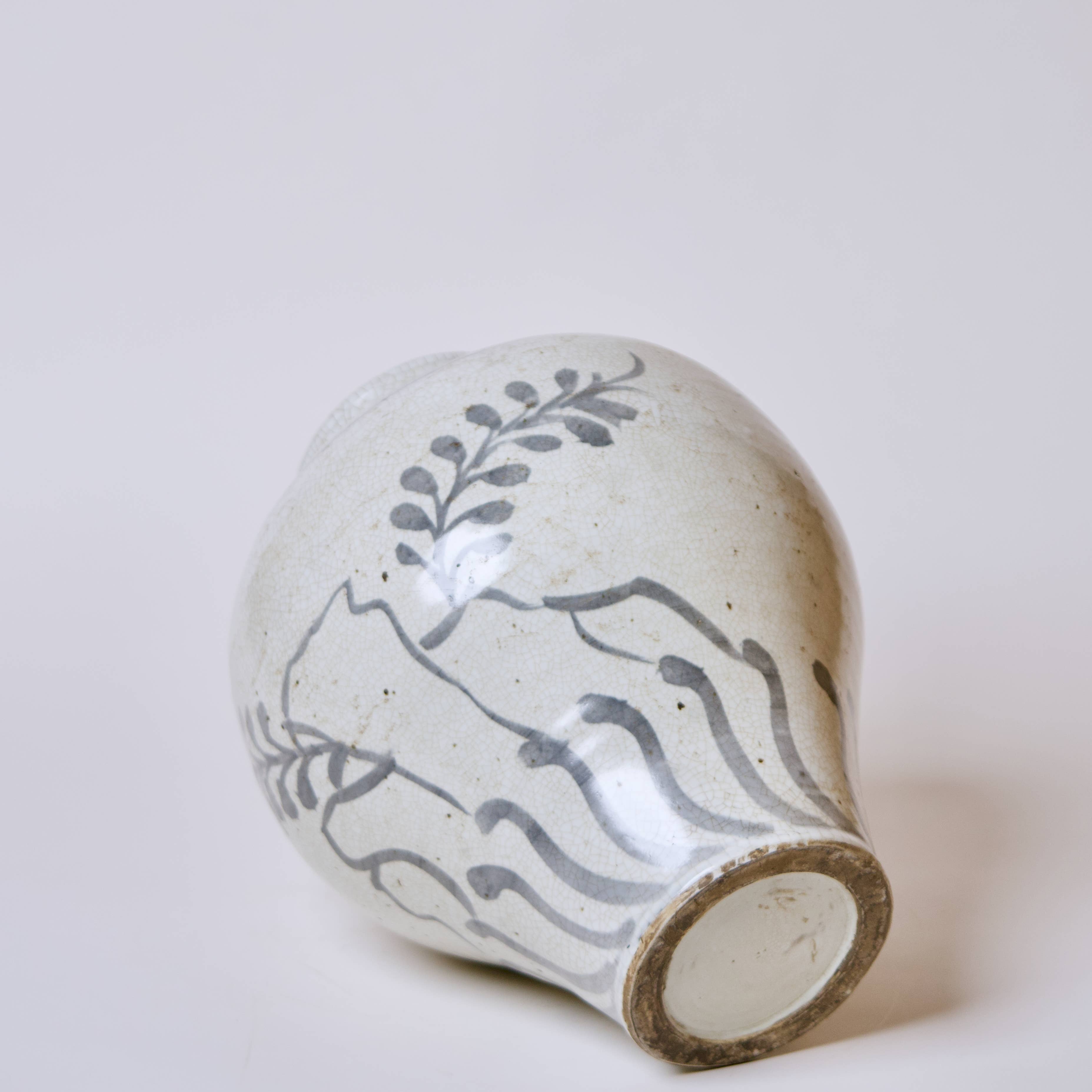 Rustic Blue and White Porcelain Amphora Vase
