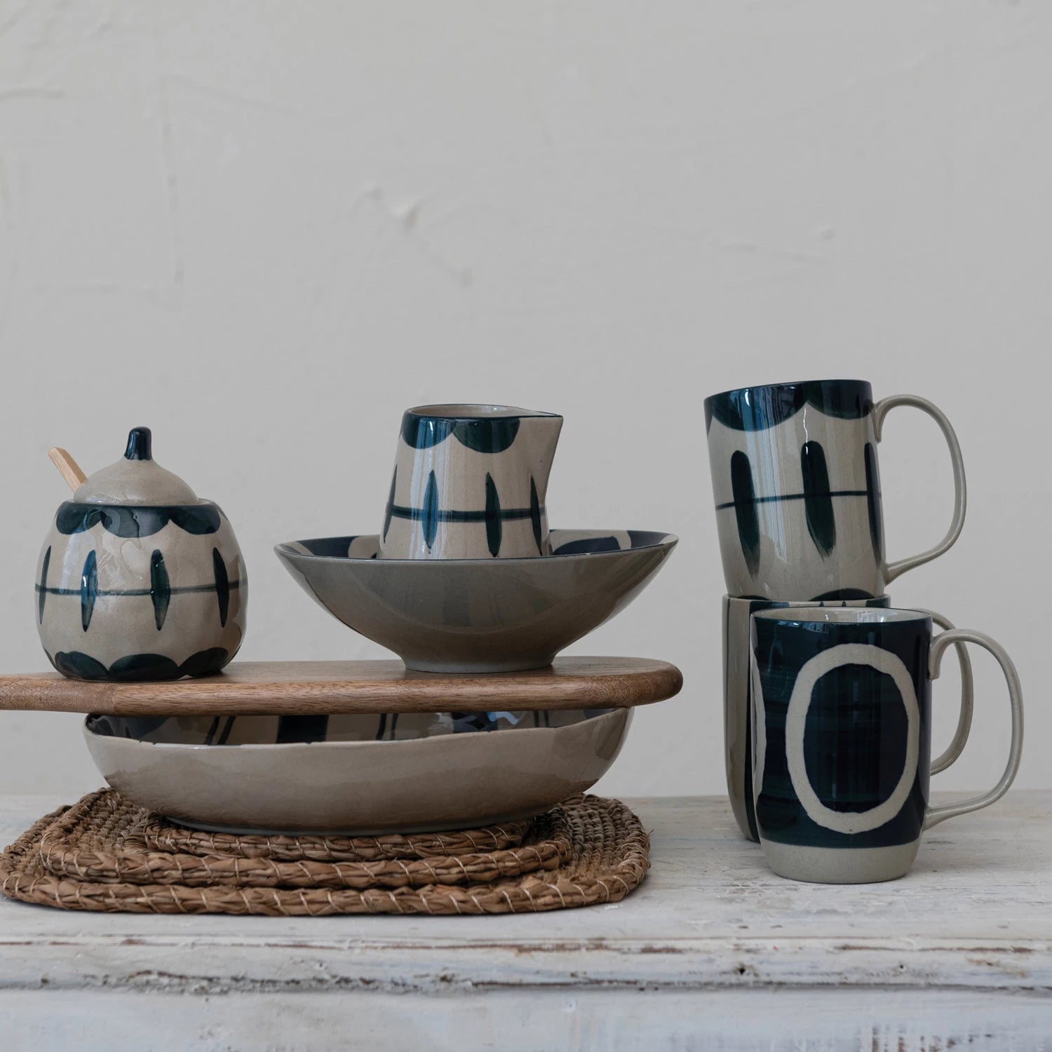Stoneware Creamer & Sugar Pot