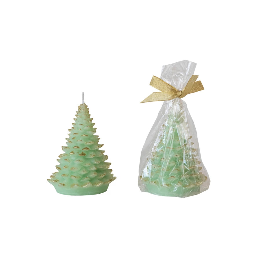 Mint & Gold Tree Shaped Candle