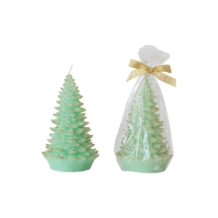 Mint & Gold Tree Shaped Candle