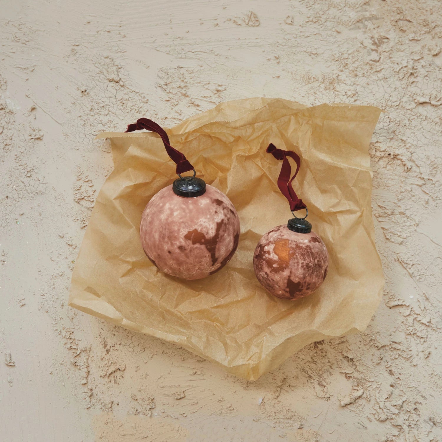 Recycled Glass Ball Ornament, Frosted Berry Color