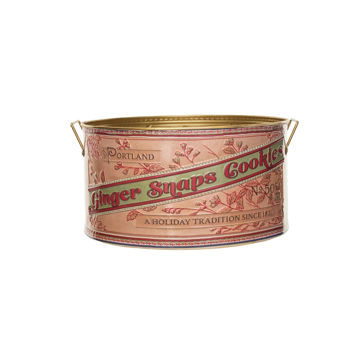 "Ginger Snaps Cookies" Embossed Metal Container
