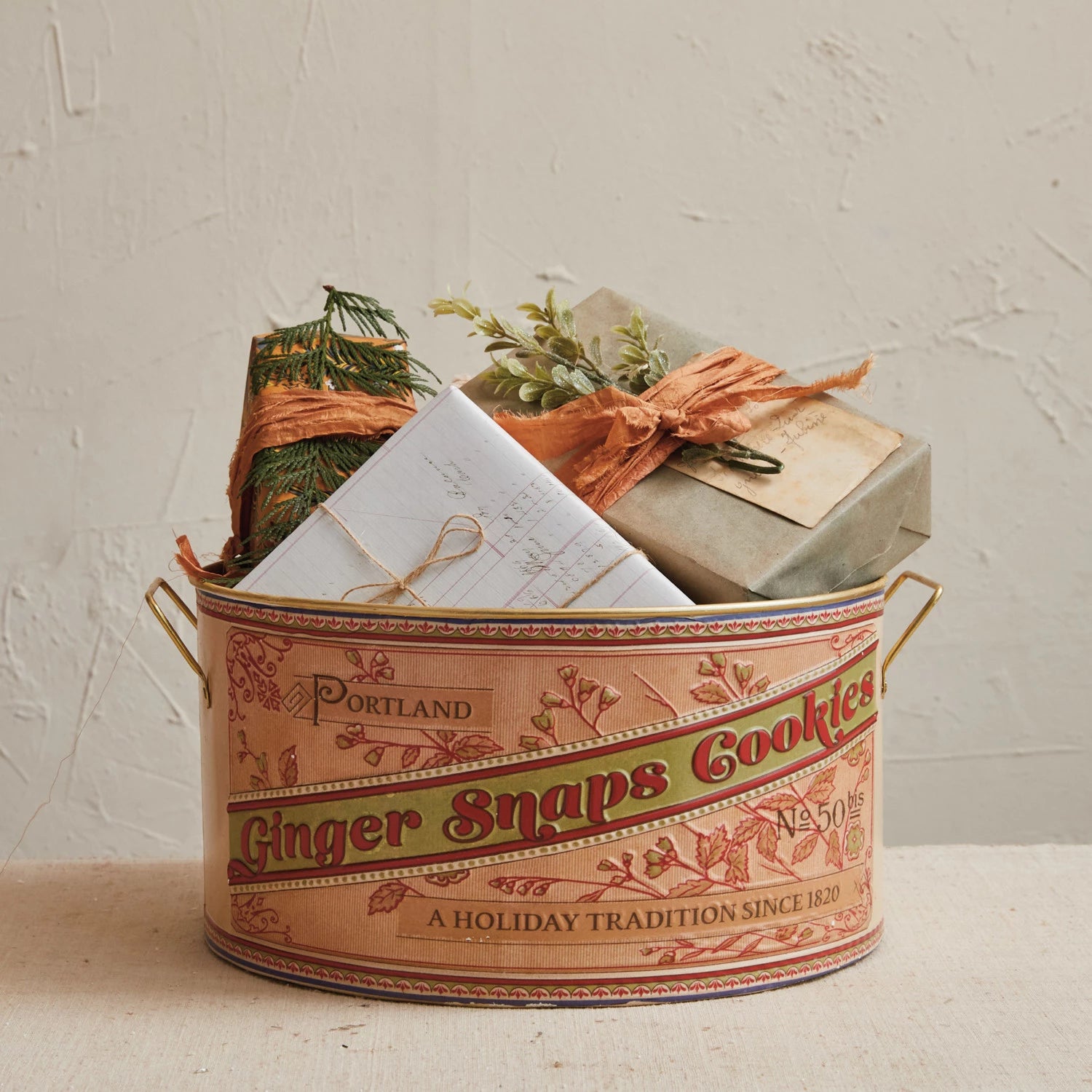 "Ginger Snaps Cookies" Embossed Metal Container