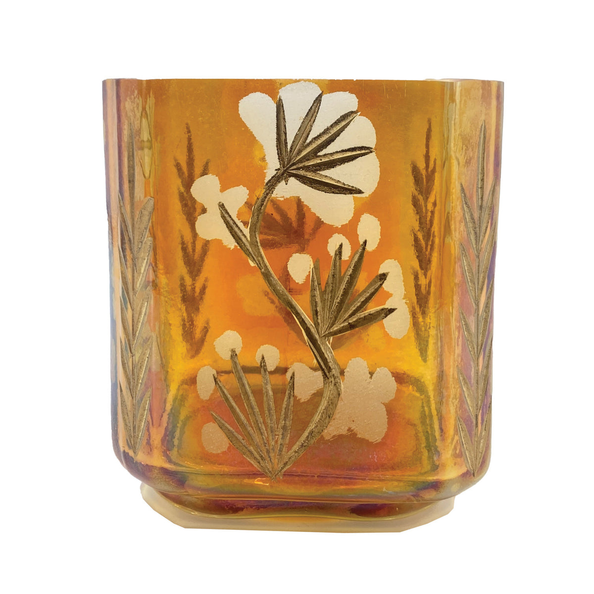 Etched Glass Votive Holder