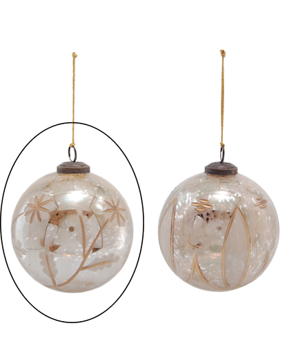 Etched Mercury Glass Ball Ornament