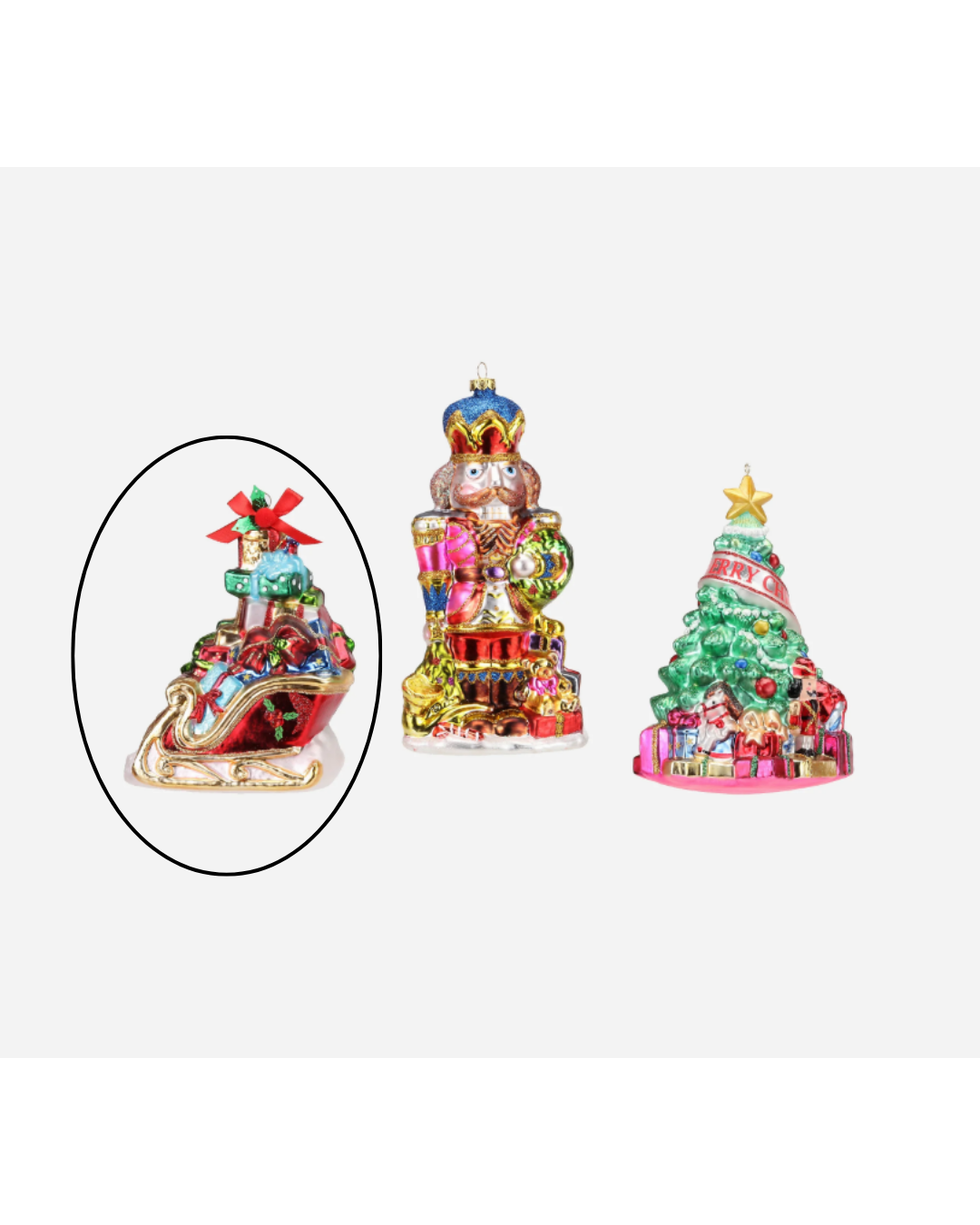 Nutcracker, Tree &amp; Sleigh Ornaments