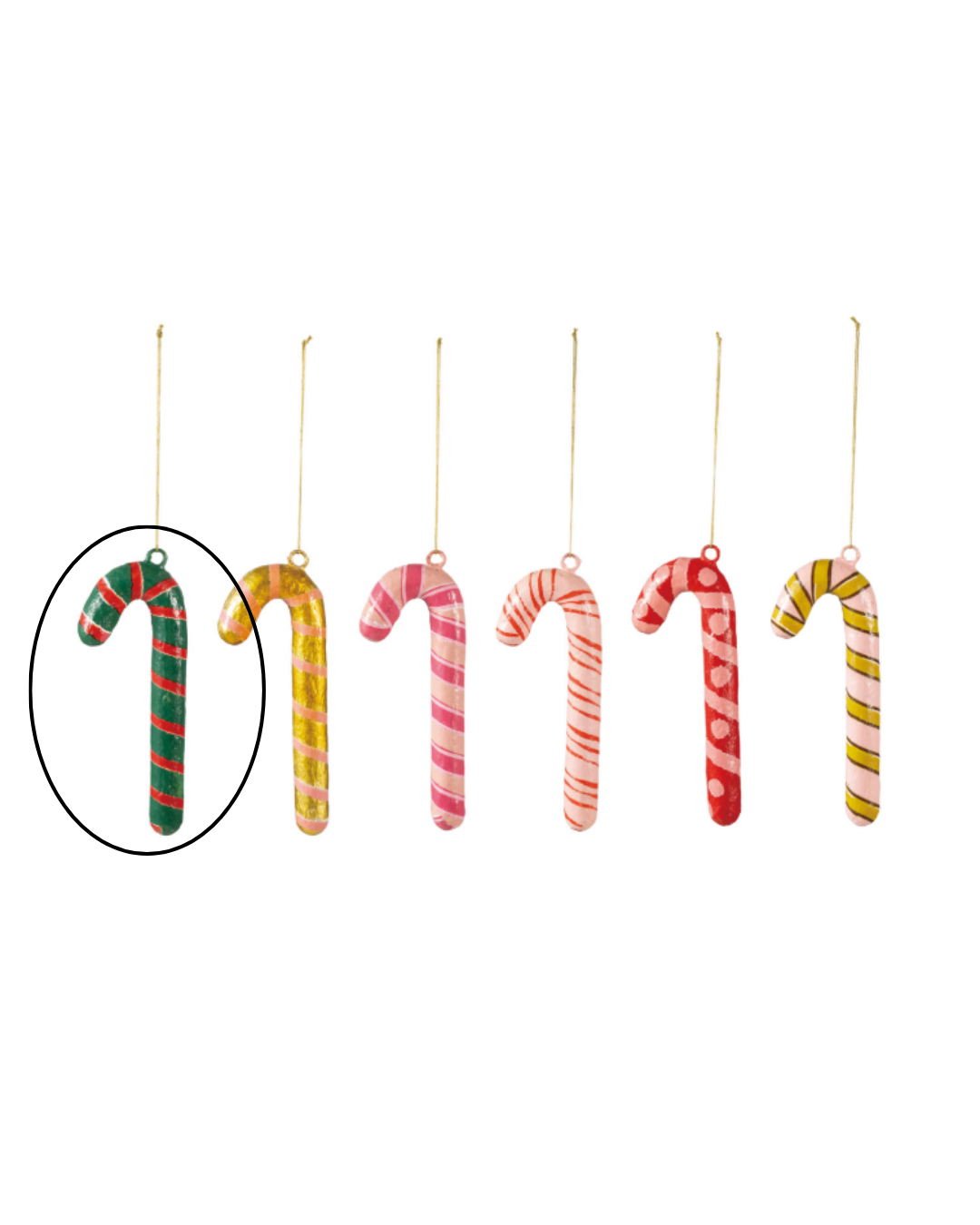 Paper Mache Candy Cane Ornaments