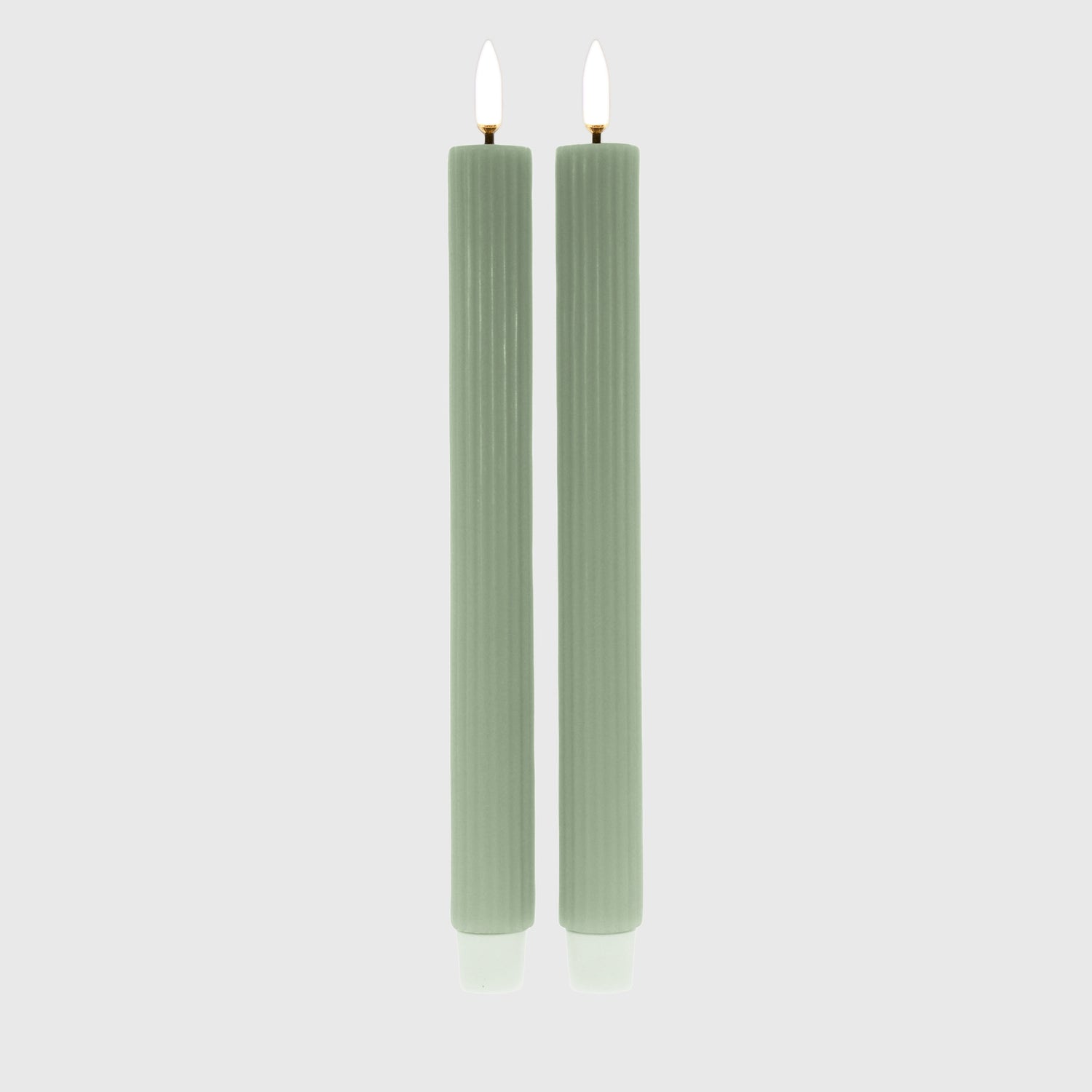 Light Green Groove Taper Flameless Candles