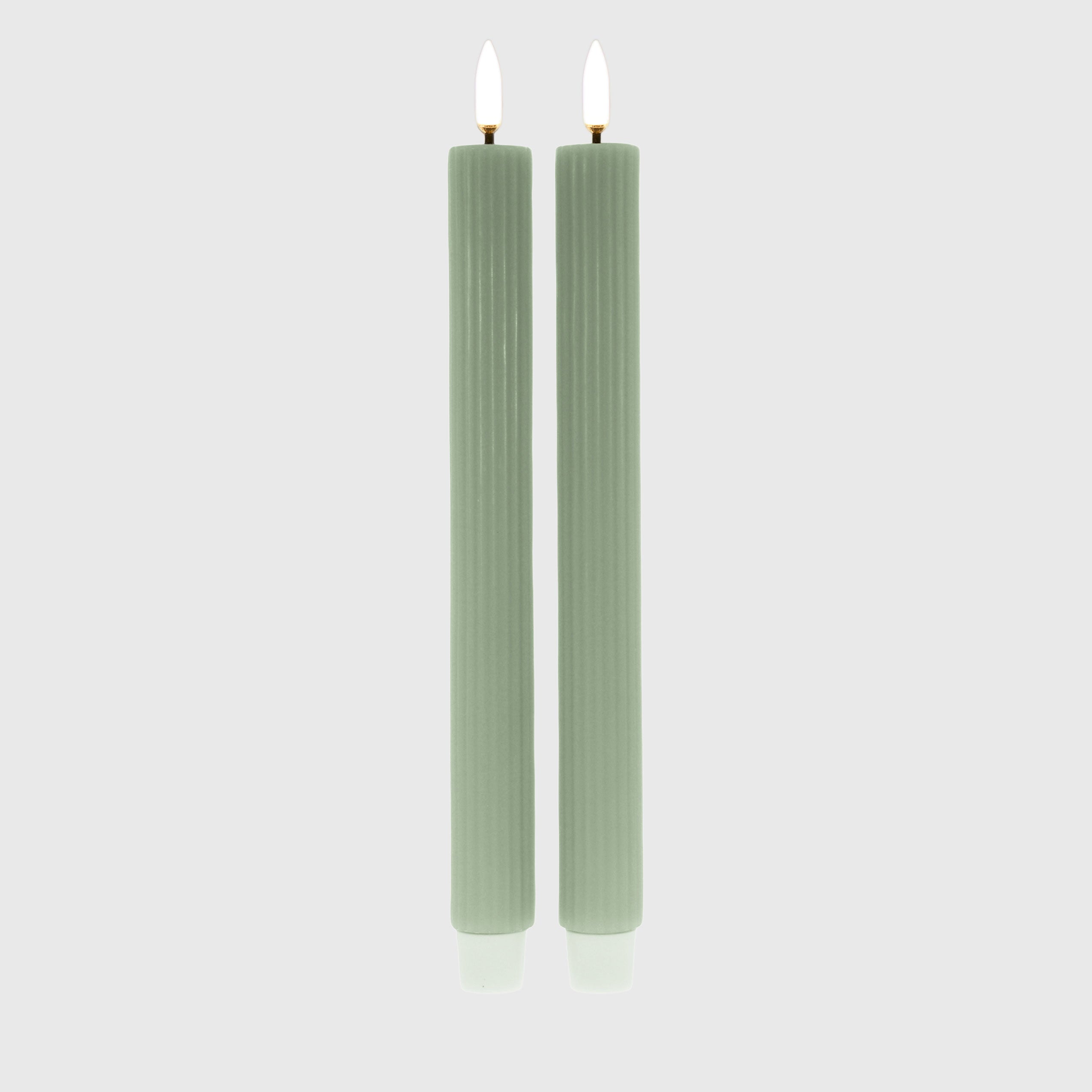 Light Green Groove Taper Flameless Candles