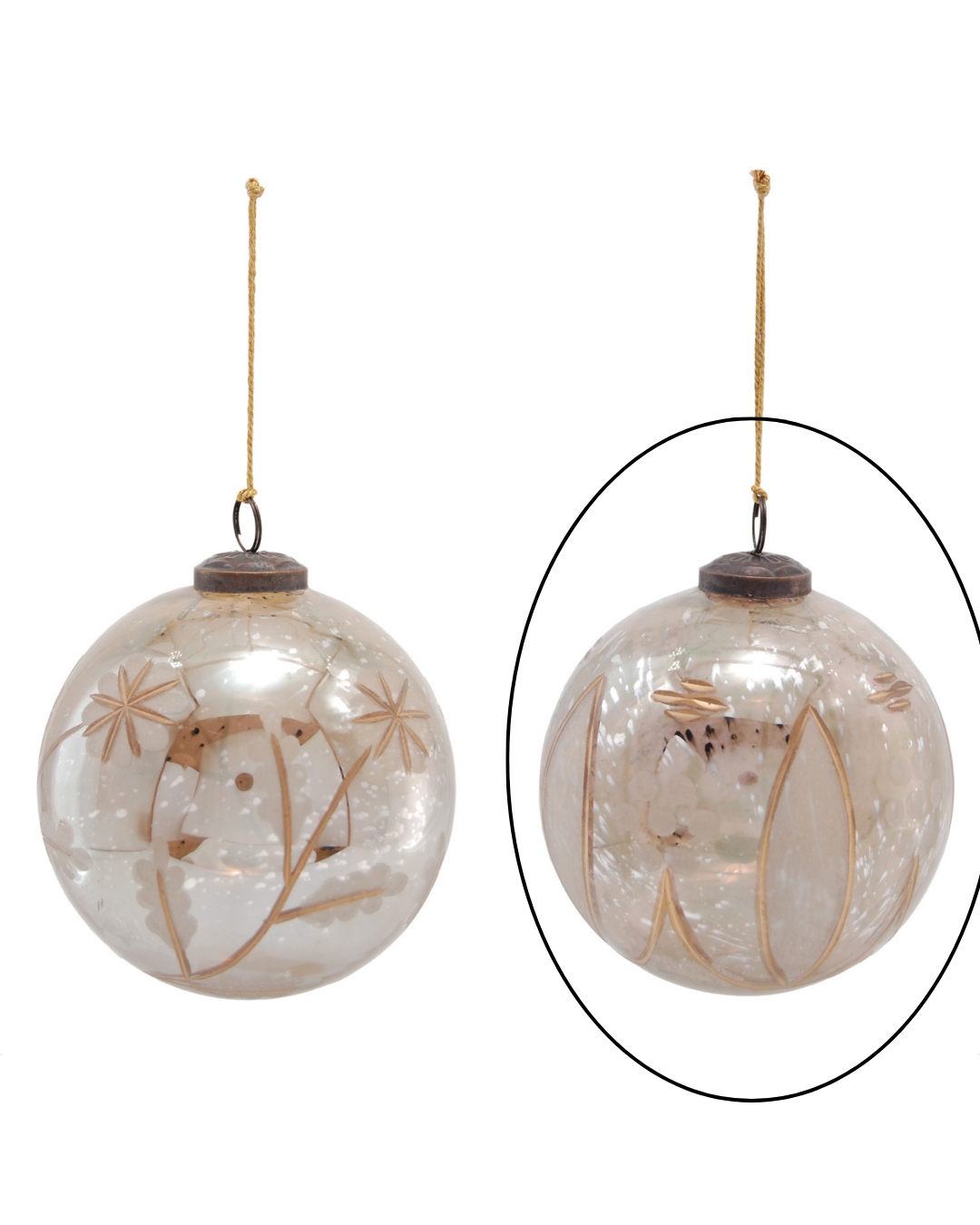 Etched Mercury Glass Ball Ornament