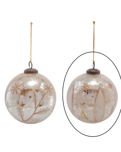 Etched Mercury Glass Ball Ornament