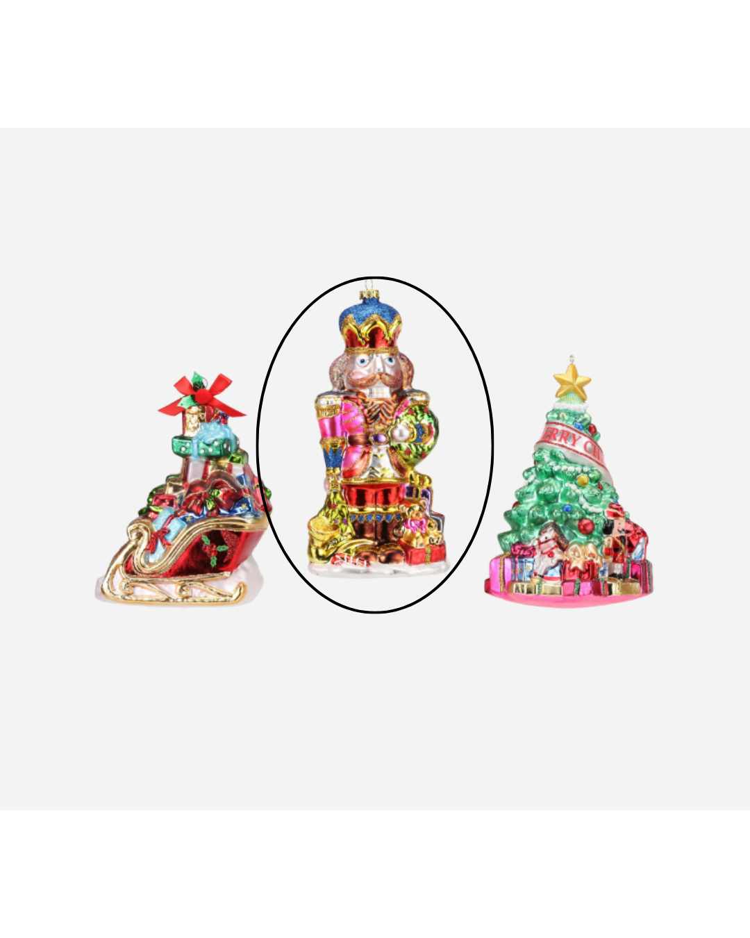 Nutcracker, Tree &amp; Sleigh Ornaments