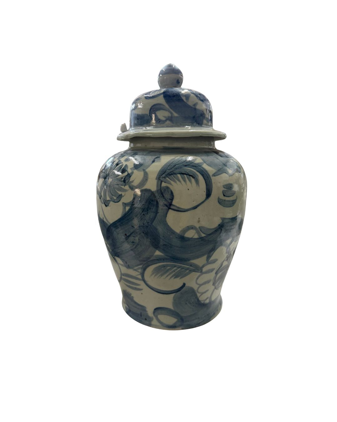 Blue &amp; White Silla Flower Temple Jar
