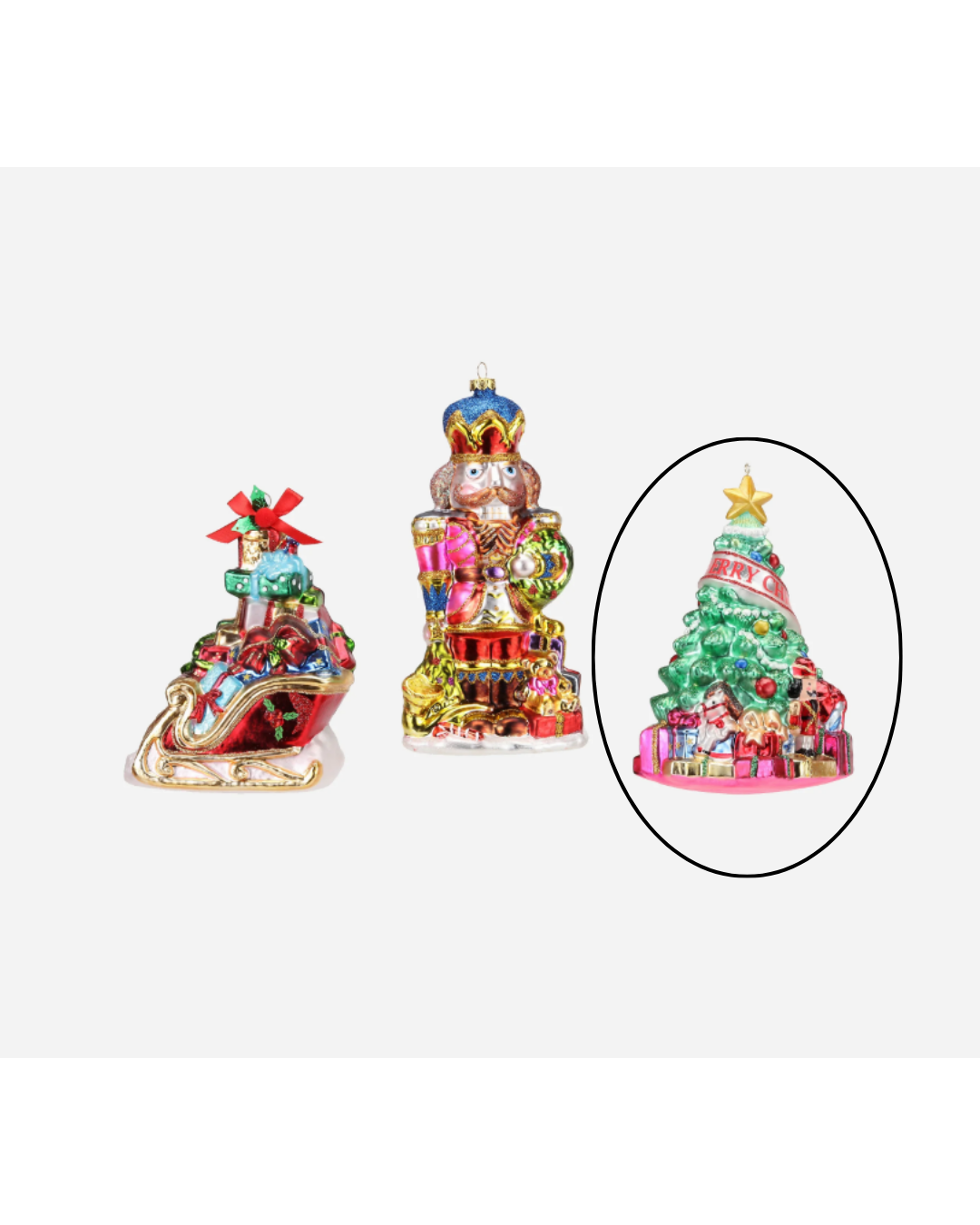 Nutcracker, Tree &amp; Sleigh Ornaments