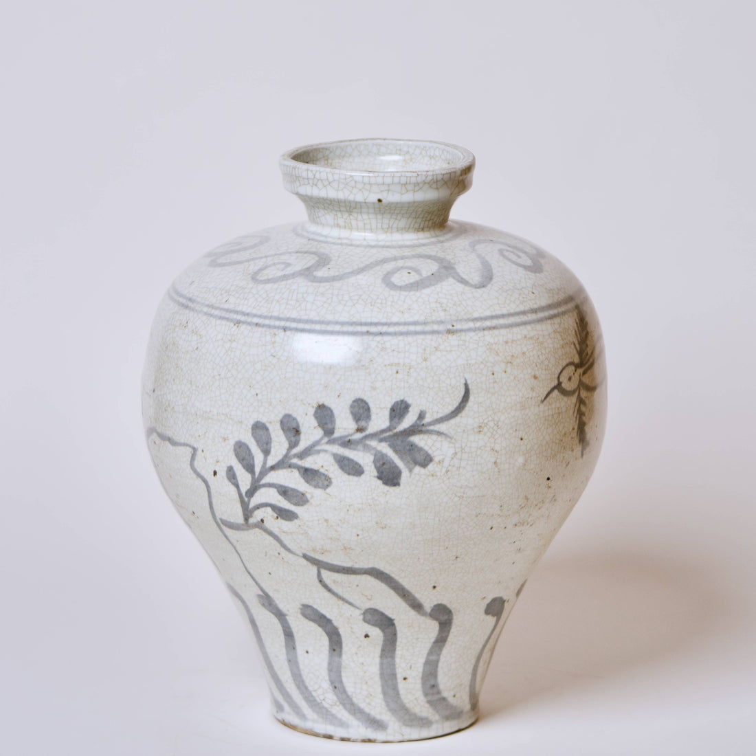 Rustic Blue and White Porcelain Amphora Vase