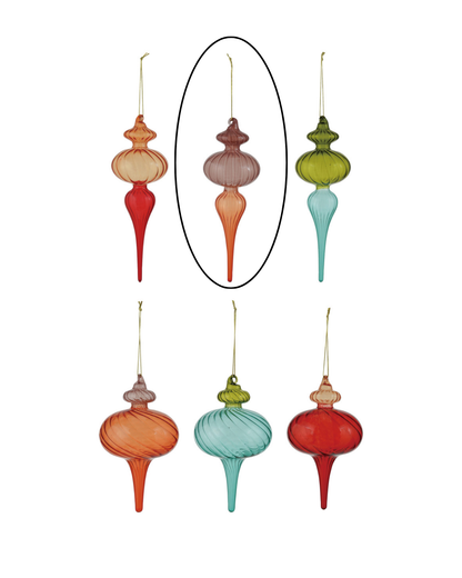 Colored Glass Finial Ornaments