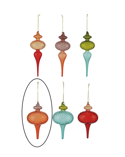 Colored Glass Finial Ornaments