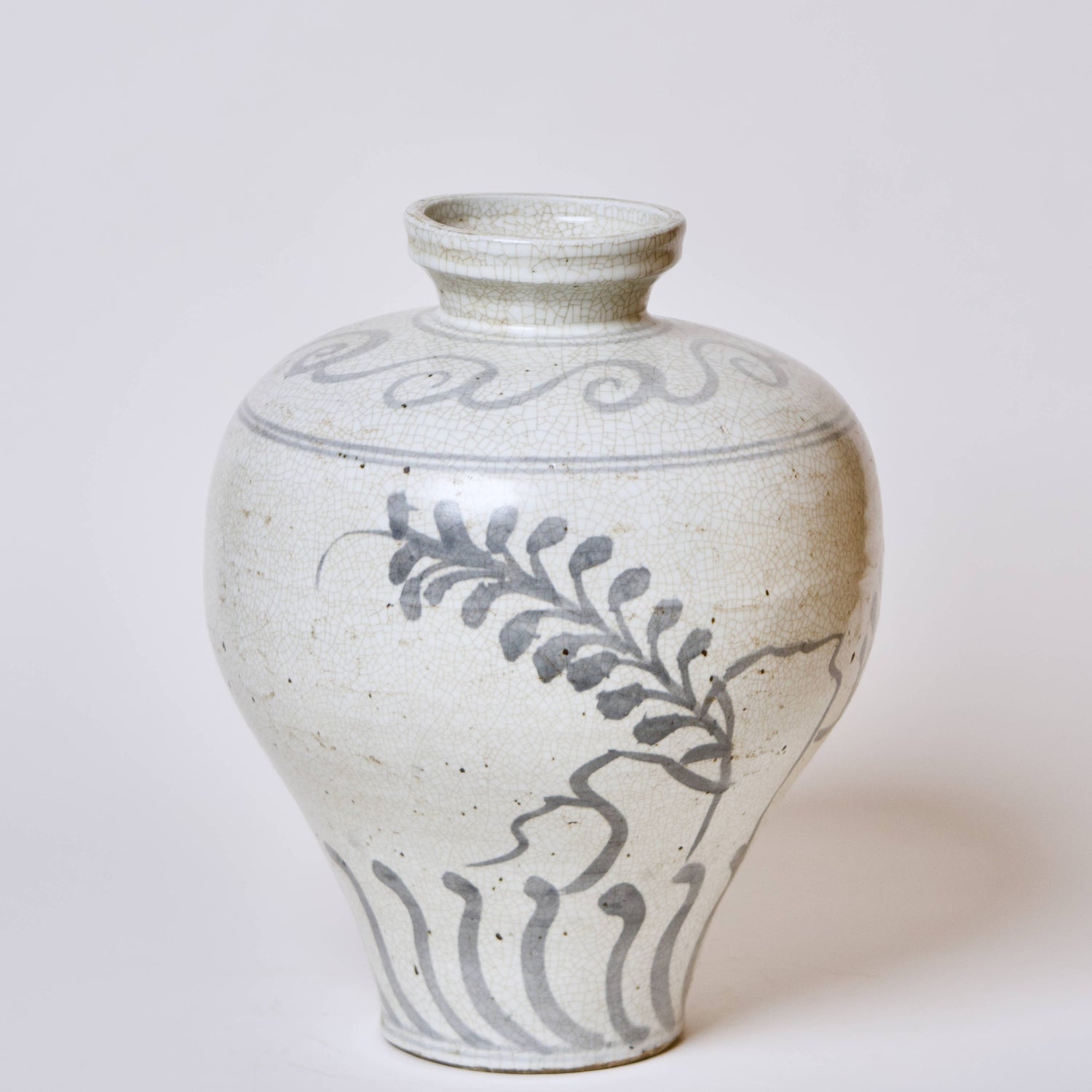 Rustic Blue and White Porcelain Amphora Vase