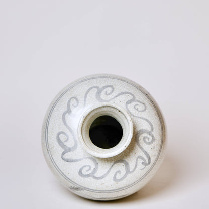 Rustic Blue and White Porcelain Amphora Vase