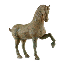 Load image into Gallery viewer, 14&quot; Bronze Green Horse Statue Hoof Up
