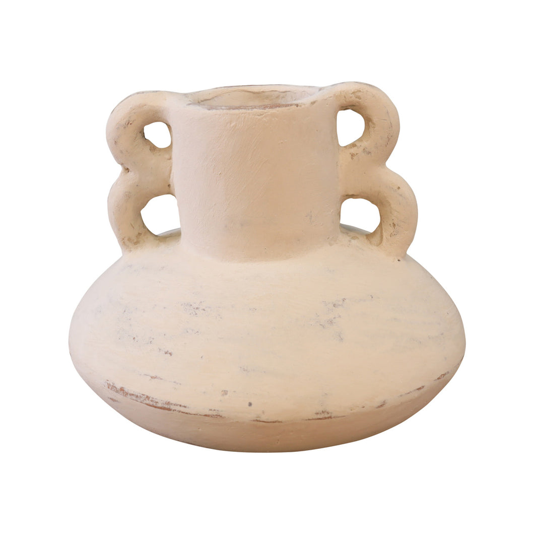 High Terracota Vase Round Off White
