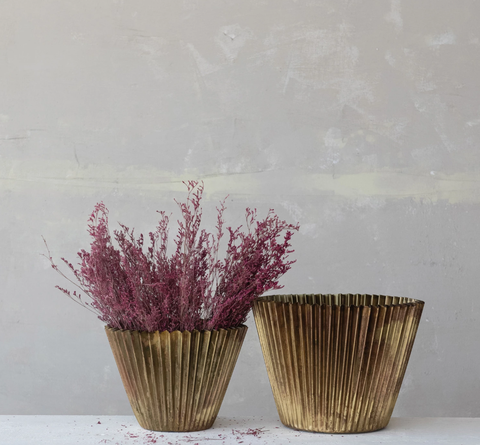 Decorative Metal Fluted Planters