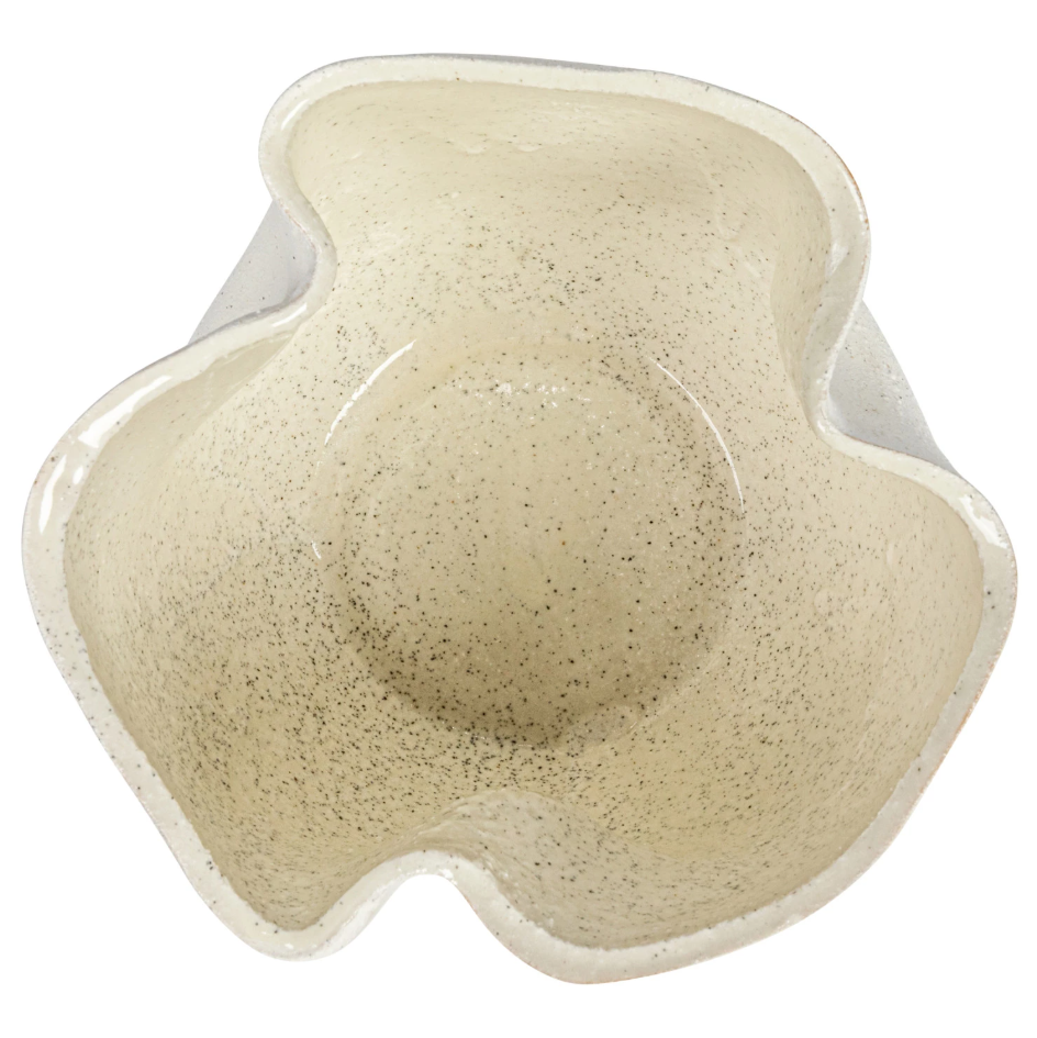 Stoneware Ruffled Planter, Reactive Glaze
