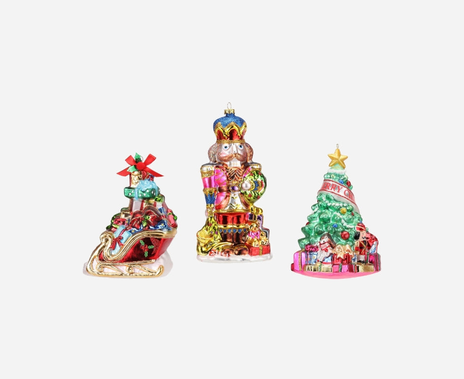 Nutcracker, Tree &amp; Sleigh Ornaments
