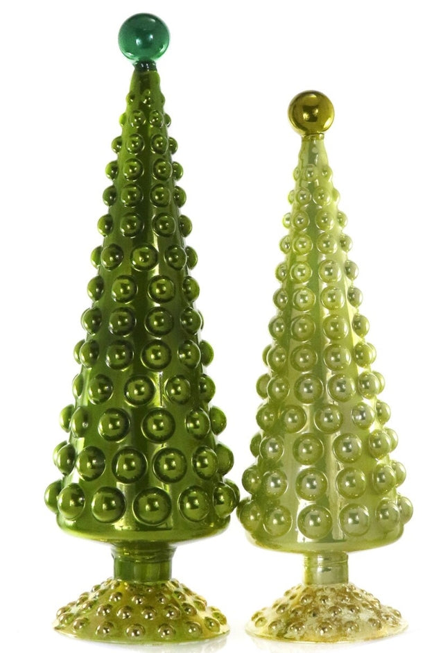Chartreuse Large Hobnail Tree - Set of 2