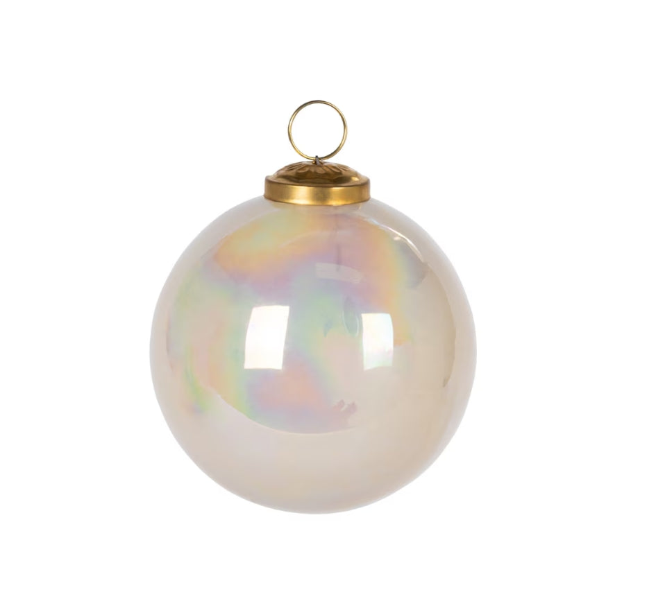 Ivory Metallic Glass Ornament