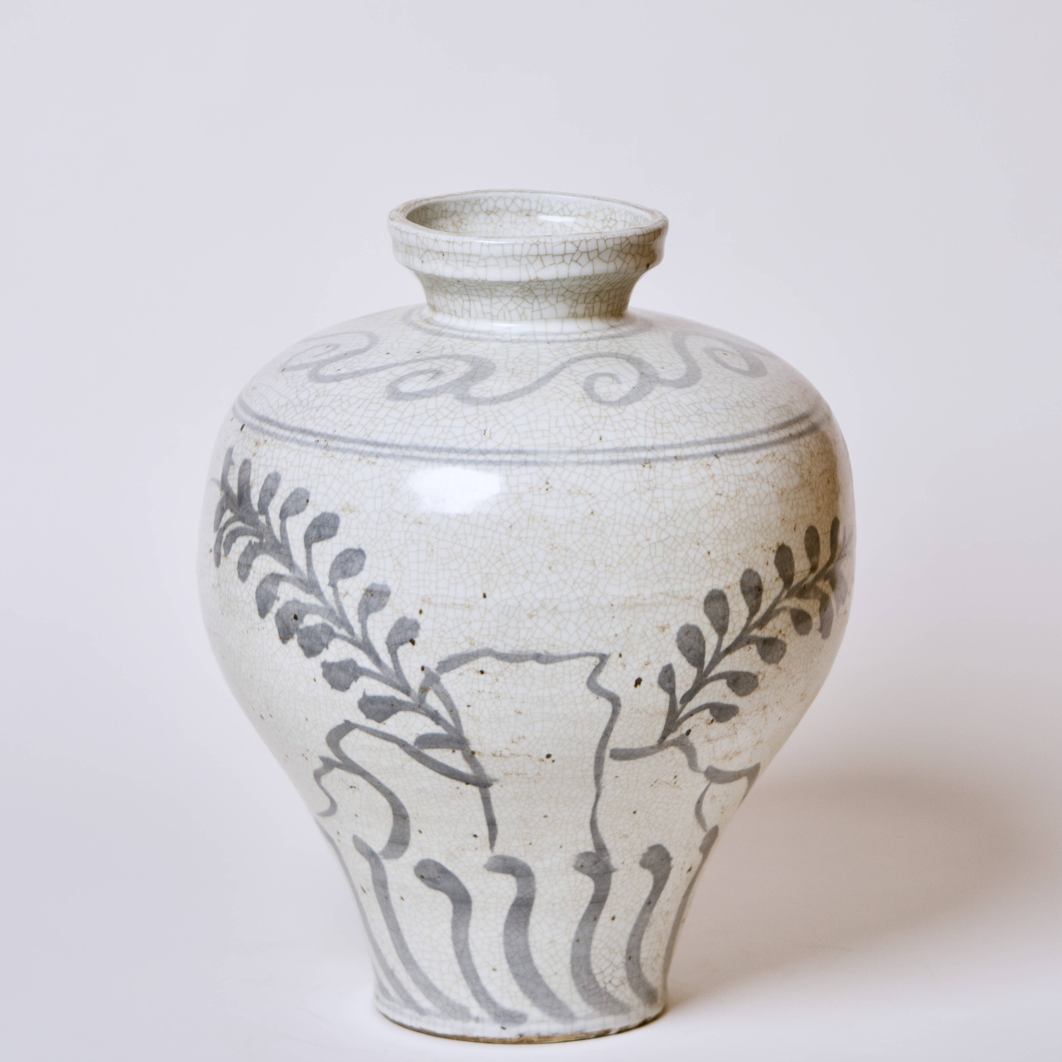 Rustic Blue and White Porcelain Amphora Vase