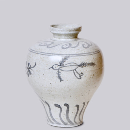 Rustic Blue and White Porcelain Amphora Vase