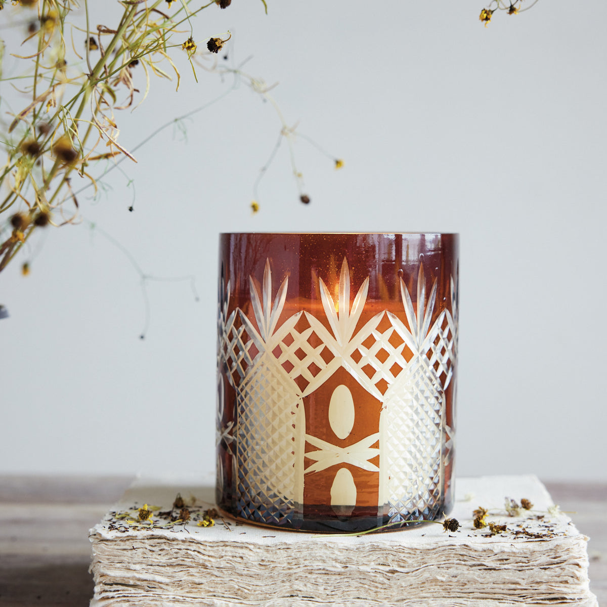 Cut-Out Glass Candle Holder