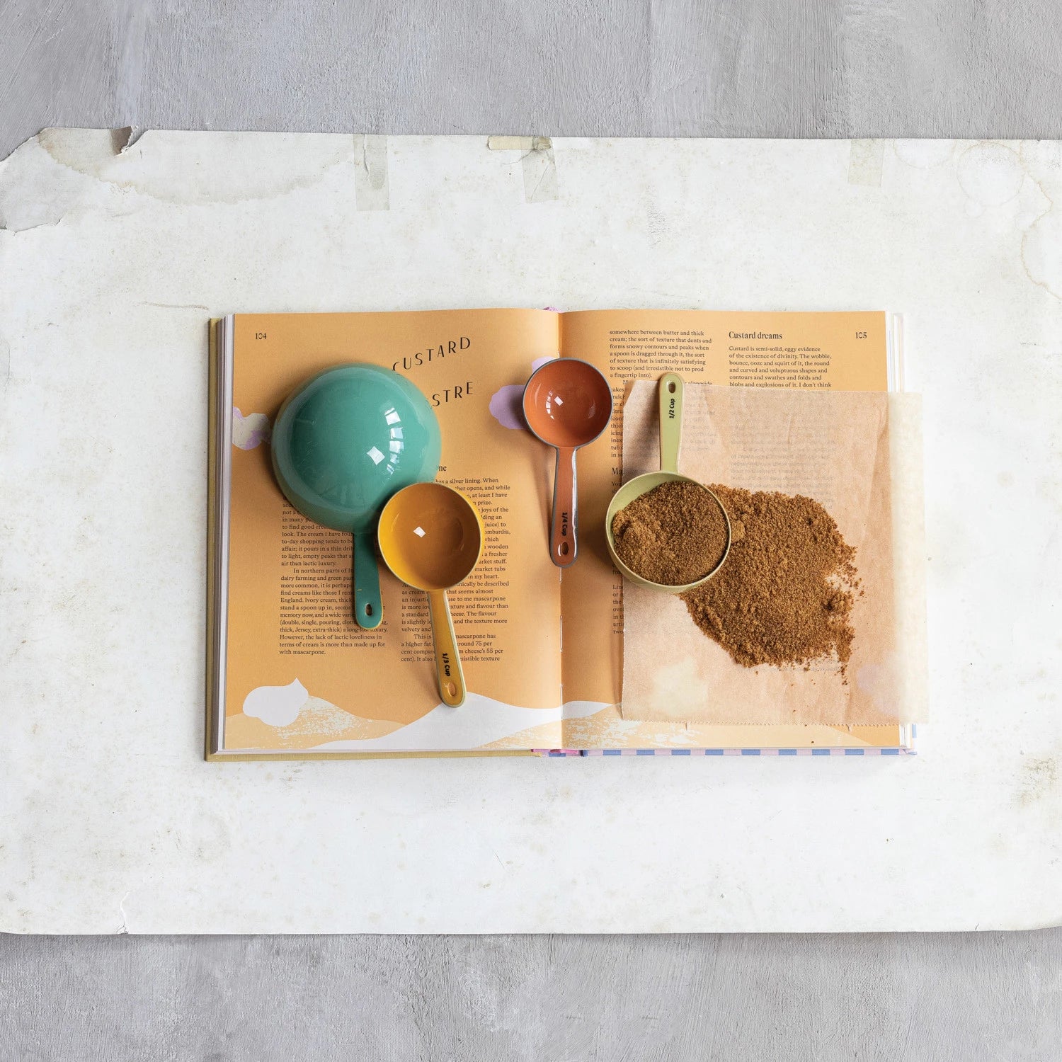 Enameled Stainless Steel Measuring Cups w/ Colored Edge