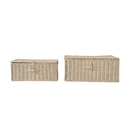 Hand-Woven Rattan Boxes with Closures