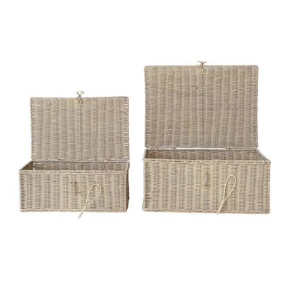 Hand-Woven Rattan Boxes with Closures