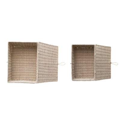 Hand-Woven Rattan Boxes with Closures