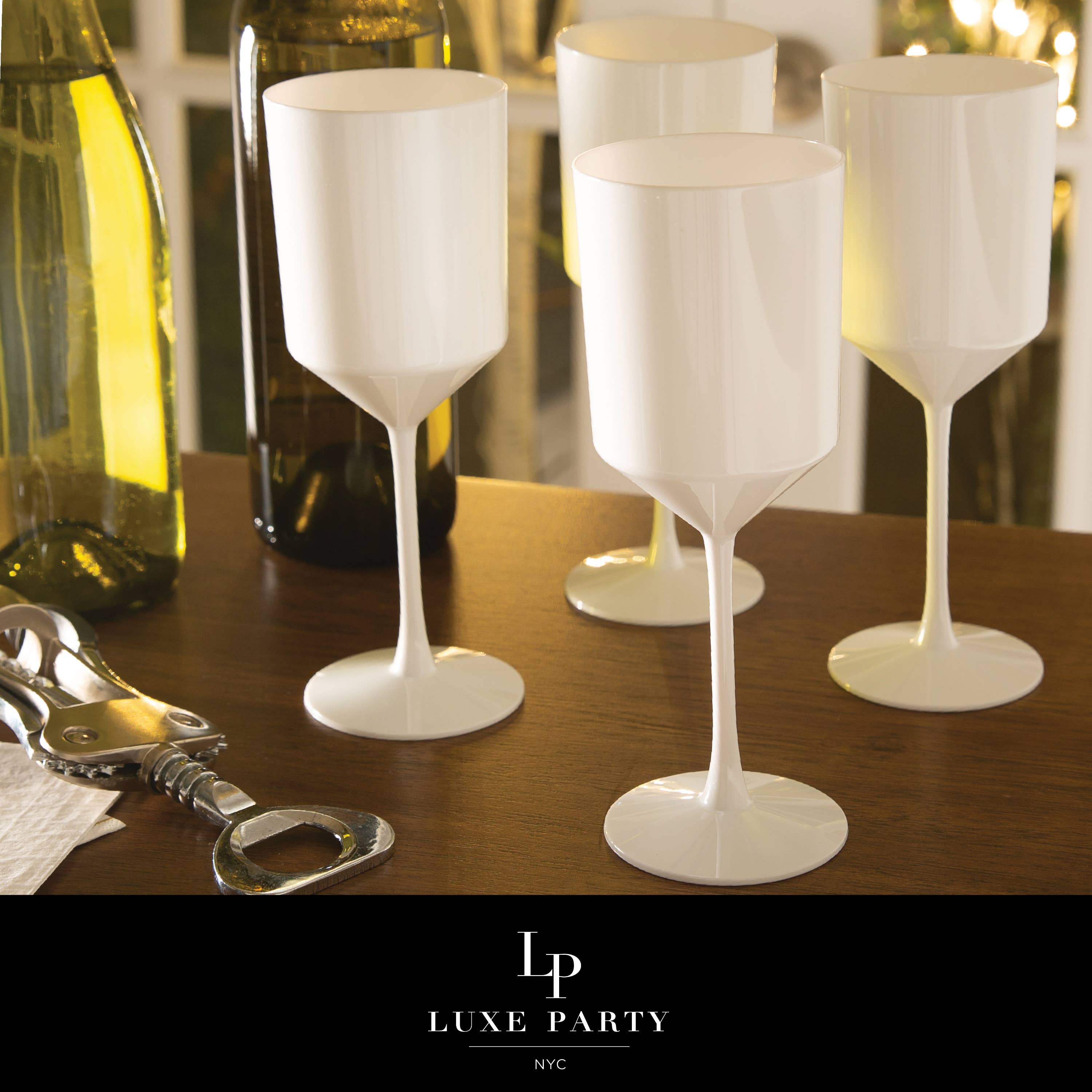 Upscale White Plastic Wine Cups | 4 Cups