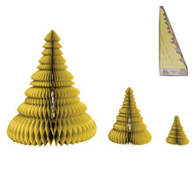 Load image into Gallery viewer, Handmade Recycled Paper Folding Honeycomb Trees w/ Glitter, Chartreuse, Set of 3
