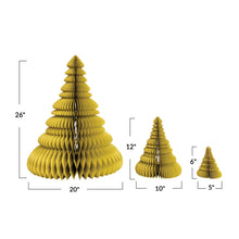 Load image into Gallery viewer, Handmade Recycled Paper Folding Honeycomb Trees w/ Glitter, Chartreuse, Set of 3
