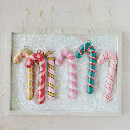 Paper Mache Candy Cane Ornaments