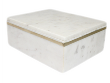 Load image into Gallery viewer, Large White Marble Box w/ Brass Inlay
